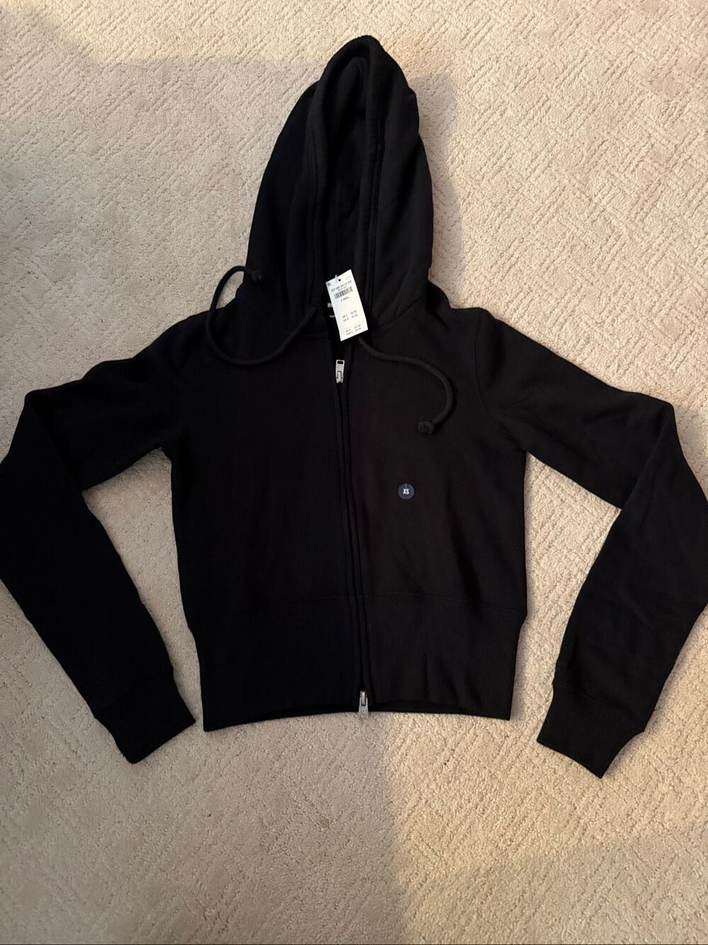NWT Hollister Black Zip Up Hoodie XS